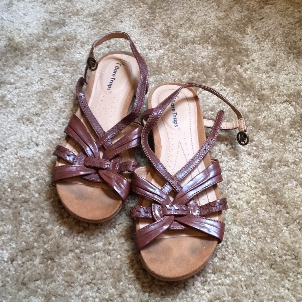 Brown Bare Trap Sandals